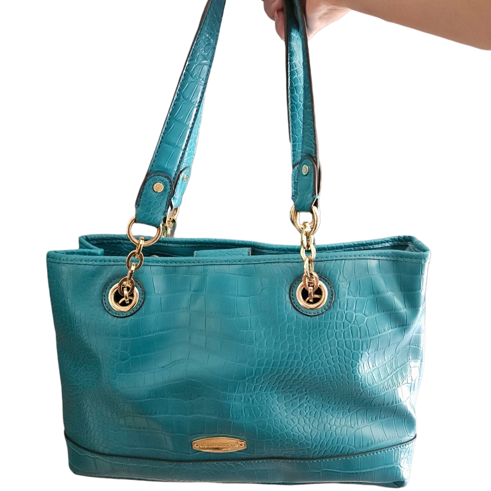 Liz Claiborne Blue Shoulder Bag with Gold Accents